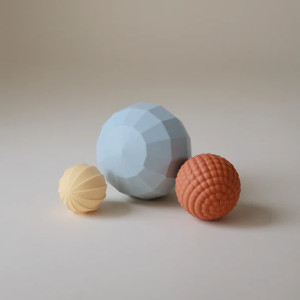 Balles sensorielles en silicone "Bleu" Mushie