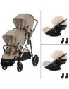  Poussette jumeaux Gazelle S2 "Almond Beige" + 2 Cloud G3 PLUS