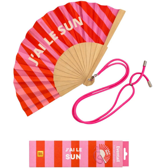 Eventail "J'ai Le Sun" avec Bandoulière et Boîte Cadeau