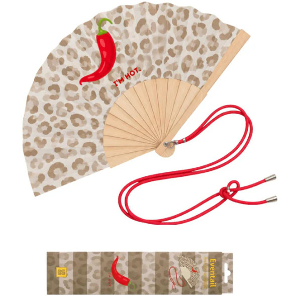 Eventail "I'm Hot Leopard" avec Bandoulière et Boîte Cadeau