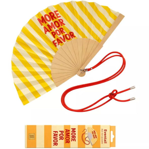 Eventail "More Amor Por Favor" avec Bandoulière et Boîte Cadeau