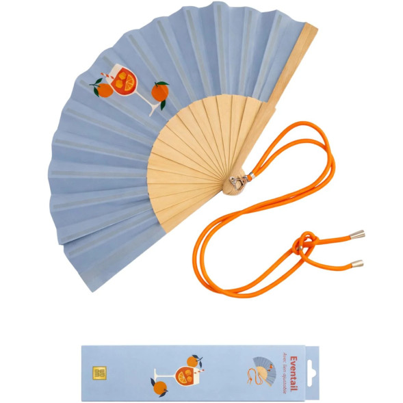 Eventail "Verre de Spritz" avec Bandoulière et Boîte Cadeau