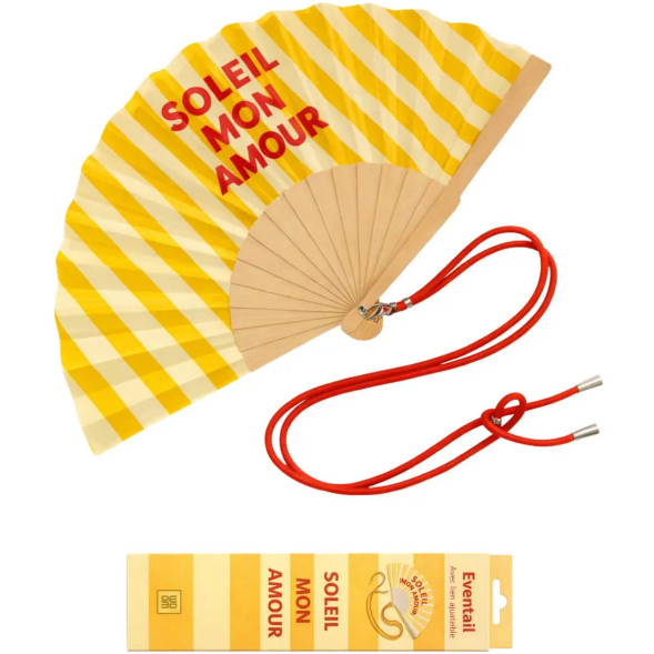 Eventail "Soleil Mon Amour" avec Bandoulière et Boîte Cadeau
