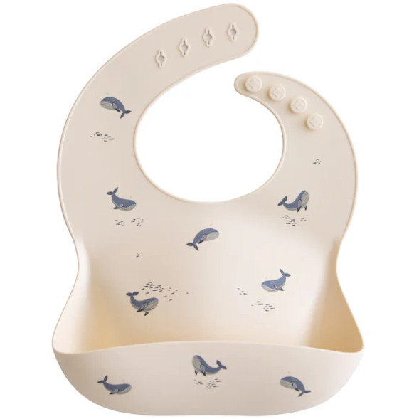 Bavoir à poche en silicone "Baleines" (6-36 mois)