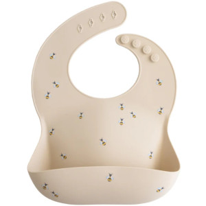 Bavoir à poche en silicone "Bees" (6-36 mois) Mushie