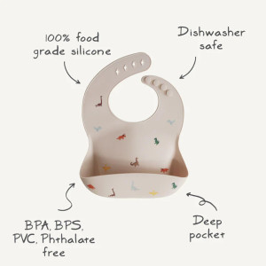 Bavoir à poche en silicone "Bees" (6-36 mois) Mushie