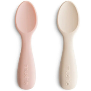 Cuillère bébé en silicone Starter "Blush/Beige" Mushie