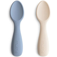 Cuillère bébé en silicone Starter "Bleu/Beige" (12 mois et +)