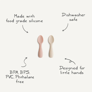 Cuillère bébé en silicone Starter "Blush/Beige" Mushie