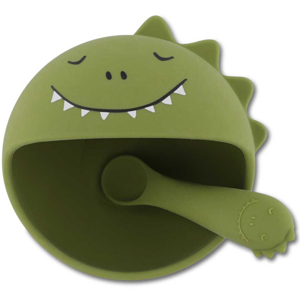Set Repas bébé en silicone "Mr Dino"