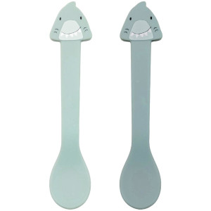 Set de 2 cuillères bébé en silicone et inox "Mr Shark" (4 mois et +) Trixie