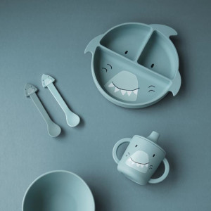 Set de 2 cuillères bébé en silicone et inox "Mr Shark" (4 mois et +) Trixie