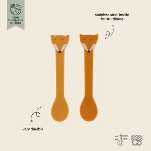 Set de 2 cuillères bébé en silicone et inox "Mr Renard" (4 mois et +) Trixie