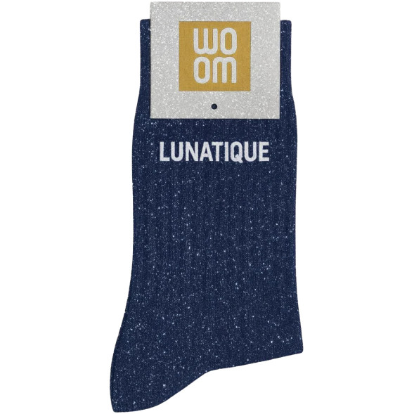 Chaussette à Paillettes femme "Lunatique" Marine (Taille 36-40)