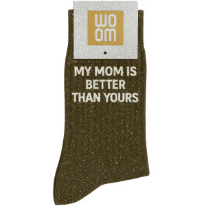 Chaussette à Paillettes femme "My Mom is Better Than Yours" Kaki - Taille 36-40