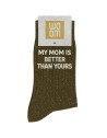 Chaussette à Paillettes femme "My Mom is Better Than Yours" Kaki - Taille 36-40