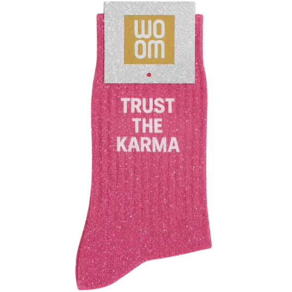 Chaussette à Paillettes femme "Trust The Karma" Rose Bubble (Taille 36-40)