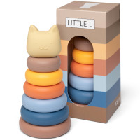 Jouet Tour à empiler en silicone Chat "Marron" Little L