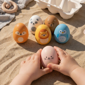 Jeu sensoriel d'hochets en silicone "Eggs Full Color"
