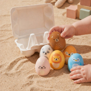 Jeu sensoriel d'hochets en silicone "Eggs Full Color"