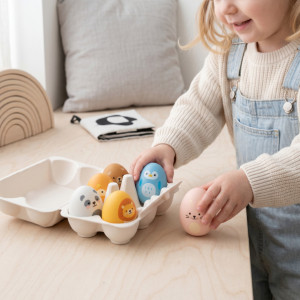 Jeu sensoriel d'hochets en silicone "Eggs Full Color"