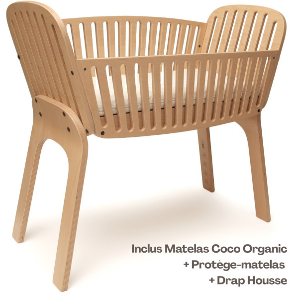 Berceau cododo en bois KODO + Matelas Coco Organic + Alèse + Drap Housse