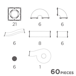 Circuit de billes "Compact Pack Intense" (60 pièces) Cleverclixx