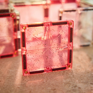 Pack de tuiles pailletées "Transparent/Rose" (16 pièces) Cleverclixx
