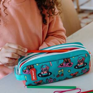 Trousse à crayons enfant double "Disco Roar" Hello Hossy
