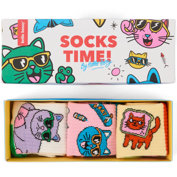 Pack Chaussettes en coton bio "Cats" (7-9 ans)