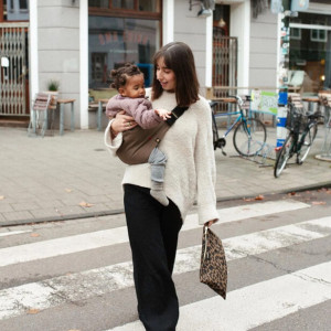 Porte-bébé en lin "Café" Wildride