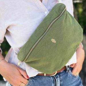 Sac banane à langer en coton Bob "Olive" (XL) Milinane
