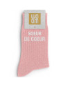 Chaussettes à Paillettes femme "Soeur de Coeur" Rose (Taille 36-40)