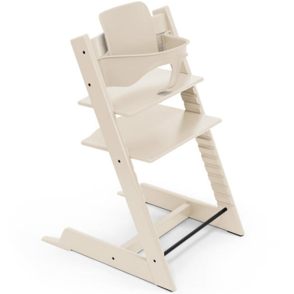 Chaise Haute Tripp Trapp "Blanc Vanille" en bois de hêtre + Baby Set