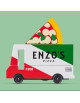 Voiture en bois massif "Van Pizza" (8,4 cm)
