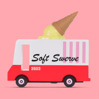 Voiture en bois massif "Van Ice Cream" (8,4 cm)