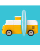 Voiture Van VW en bois massif "Beach Bus Sunset" (16,5 cm)