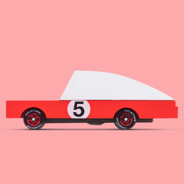 Voiture en bois jouet vintage "Red Racer 5" (10 cm) Candylab Toys
