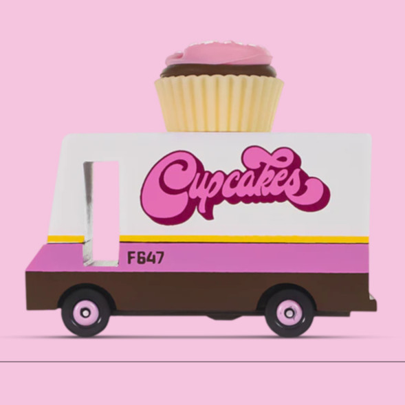 Voiture en bois massif "Van Cupcakes" (8,4 cm)