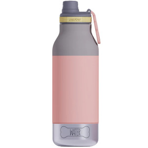 Gourde isotherme pour chien Buddy "Pastel Peach" avec 2 gamelles Asobu