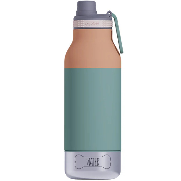 Gourde isotherme pour chien Buddy "Pastel Green" (1000 ml) avec 2 gamelles