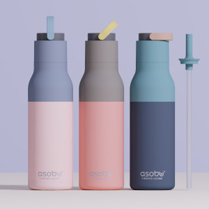 Gourde en inox isotherme (600 ml) "Metro Pastel Peach" Asobu