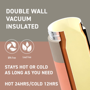 Gourde en inox isotherme (600 ml) "Aspen Pastel Peach" Asobu