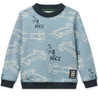 Sweat enfant en coton bio Ridley "Race Cars Beach Blue"
