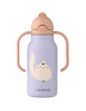 Gourde à poignées en inox isotherme (250ml) Kimmie "Cat Warm Lilac"