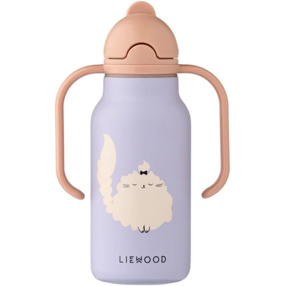 Gourde à poignées en inox isotherme (250ml) Kimmie "Cat Warm Lilac"