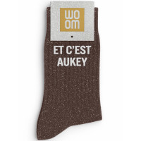 Chaussette à Paillettes femme "Et c'est Aukay" Moka Glow (Taille 36-40)