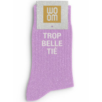 Chaussette à Paillettes femme "Trop Belle Tié" Purple (Taille 36-40)