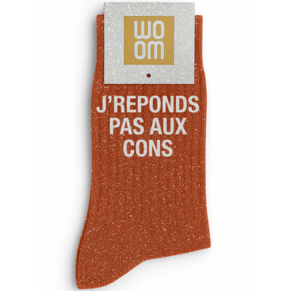 Chaussette à Paillettes femme "J'réponds pas aux cons" Roobios (Taille 36-40)