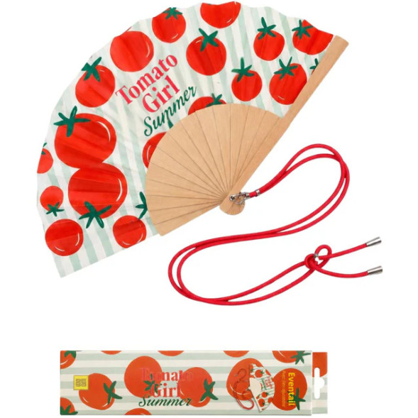 Eventail "Tomato Girl" avec Bandoulière et Boîte Cadeau